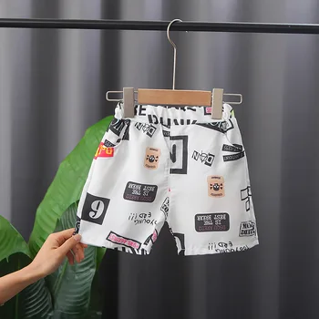 Ny Stil 1-5 År Gammel Dreng, Kort-langærmet Shirt +shorts To-stykke Mode Brev Print Turn-down Krave Toppe Sæt