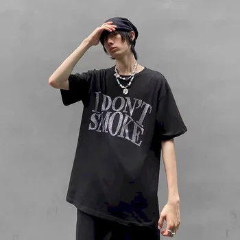 Ny Summer Harajuku-T-Shirts til Mænd Punk Toppe Trykt Diamant RYGER IKKE SOVE Unisex Skjorte Kvinder, Par, Tee Tøj