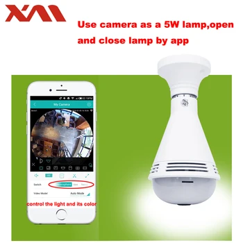 Ny teknologi wifi lampe kamera med bluetooth højttaler farverig belysning ip-kamera trådløse pære 360 graders ip-kamera hjem