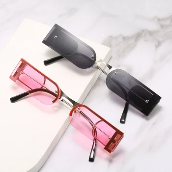 Ny unisex fashion semi-cirkulær solbriller tendens metal lille ramme solbriller kvinder vilde gadekørsel briller
