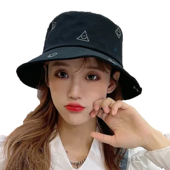 Ny Unisex Hat Fiskeren Hat koreansk Mode Multi-smilende Ansigt koreanske Patch Solhat Studerende Street Udendørs Solcreme Bassin Hat