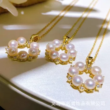 Ny ægte naturlige ferskvands runde perle halskæde vedhæng til kvinders mode smykker