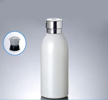 Nye 120 ml hvidt glas flaske med sølv låg, 4 ounce tomme glas flaske lotion Kosmetiske Emballage ,engros-120 ml glas flaske