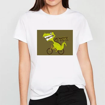 NYE 2021 dinosaur udskrivning kvinder T-shirt med o-hals sommeren Damer overdele tee Sjove hvid kawaii tshirt kvinder tøj