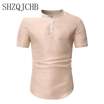 Nye 2021 Mænd ' s Chinese Style t-shirts Slim Fit Short Sleeve Tee Toppe Mænd Sommeren ensfarvet Bomuld T-shirt S-3XL