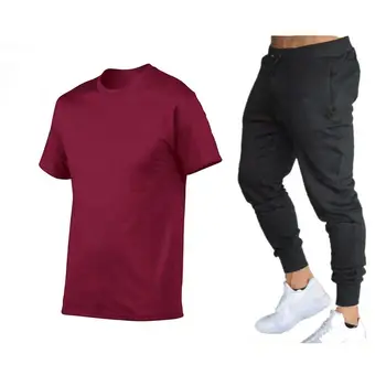 Nye 2021 Sommeren Mænds T-shirt + Bukser To Stykke Casual Sport, der Passer Hot-Salg af Sportstøj Ren Bomuld Mode Mænds Tøj