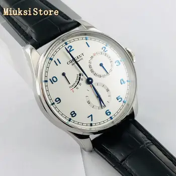 Nye 42mm Corgeut sølv sag safir glas hvid skive med dato vandtæt måge bevægelse herre top luksus ur