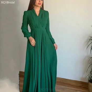 Nye Ankomst arabisk Kaftan V-hals Aften Kjoler Dubai Saudi-Formel Part Kjole Klæder de Aftenselskab Vestidos Robe Sofa платье
