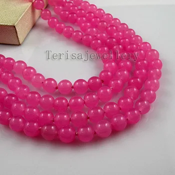 Nye Ankomst Lyserøde rosakvarts Halskæde 4 Rækker 6mm Rund Gemstone Perler Mode Smykker Håndlavet Klassisk Kvinder Pige Gave