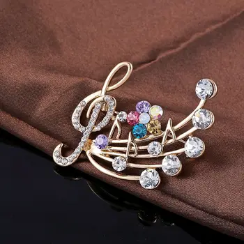Nye Ankomst Musik Broche Elegant Stil med Rhinestones g-nøglesymbolet Pin-Brocher til Damer