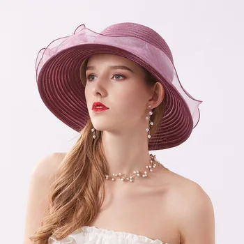Nye Blonder Solhat Kvinder Sommeren Chiffon Wide Brim Bucket Hat Sammenklappelig Beach Sun Protection Sun Hat