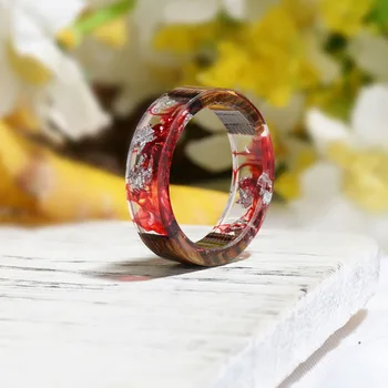 Nye DIY Tørrede Blomster Epoxy Ring Gennemsigtig Harpiks Ring Party Smykker Søde Resin Ringe Til Kvinder Romantiske Gaver