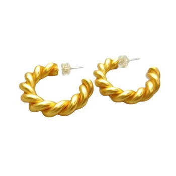 Nye Europæiske og Amerikanske mode guld farve mat øreringe damer dobbelt spiral design