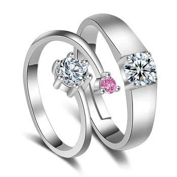 Nye Europæiske Og Amerikanske Retro OL Par Ringe Mode Farve Krystal Ring Mænd Og Kvinder, Sølv Smykker, Luksus