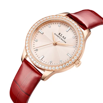 Nye Fashion Sort Læder Bælte Quartz Wrist Band Casual 316 Stainless Steel Sag Tilpassede Stil KLAS mærke ur til piger