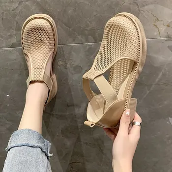 Nye hot-salg sandaler, kvinder mode til alle-passer til afslappede tykke såler open-toe sandaler komfortabel og åndbar mesh sko