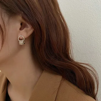 Nye Klassiske Krystal Runde Stud Øreringe med Simpel Nål sydkoreanske Kvinders Smykker Temperament Part Øreringe