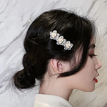 Nye Koreanske Emalje Hårklemmer Smykker Håndlavet Elegant Perle Blomst Hårnåle For Kvinder Gilrs Smykker Tilbehør