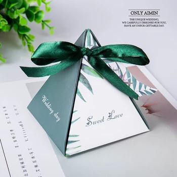 Nye kreative grønbog gaveæsker bryllup candy box med bånd indretning sød chokolade æsker bryllup favoriserer indretning levering