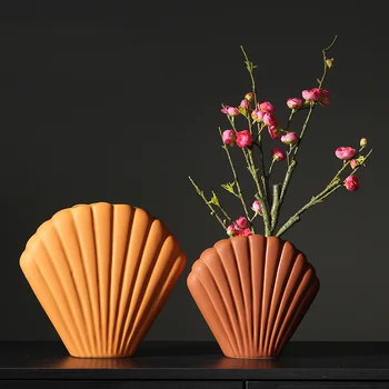 Nye Muslingeskal Form Nordisk Minimalistisk Keramik Vase Morandi Indgået Flowerpot Er Moderne Indrettet Stue Bordplade Pynt
