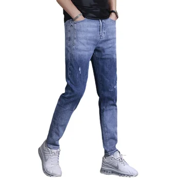 Nye Mænd Jeans Mandlig Bukser Sommeren Enkle Design Casual Rippet Slim Fit Denim Bukser
