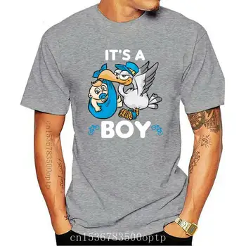 Nye Mænd t-shirt, DET er EN DRENG Blå Stork Baby Binkie Fødsel til Stede tshirt Kvinder t-shirt
