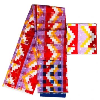 Nye ! orange satin silke voks Afrikanske tekstiler satin silke organza square stil silke voks stof for kvinder kjole 4+2yards