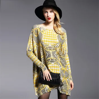 Nye Overdimensionerede Forår Mode Tøj til Kvinder Trøjer Slash Hals Batwing Ærme Sweater Kvinder Casual Strikkede Pullovers Shirt