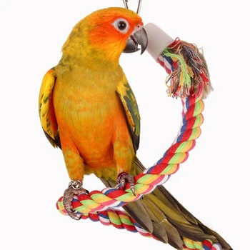 Nye Papegøje Reb Hængende Flettet Undulat Tygge Reb Fuglebur Nymfeparakit Toy Pet Stå Uddannelse Tilbehør Conure Swing Forsyninger