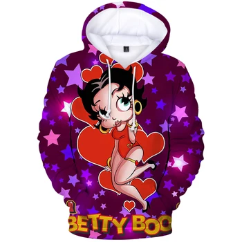Nye Populære Anime Betty BOOP Hættetrøjer Mænd Kvinder Street Pels Hip Hop Sweatshirt 3D Printet Drenge/piger Hoodie Betty BOOP Mærke Pels