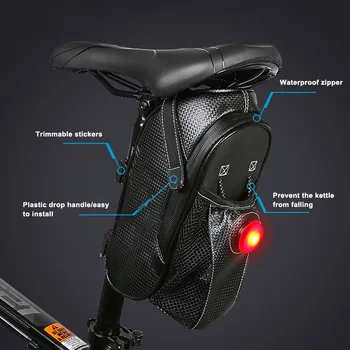 Nye Regntæt Dirtproof Cykel Hale Taske med for-og baglygter Mountain Bike Bag Taske XD88