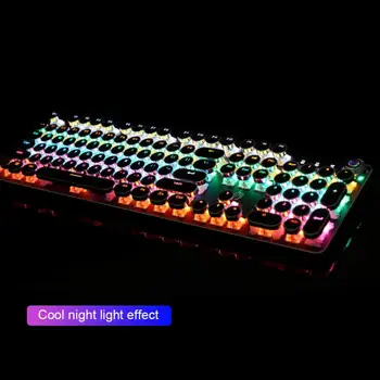Nye Retro Punk Mekanisk Gaming Tastatur Retro Metal Glødende 104 Nøgler Runde Keycap 36 Farve Lysende Mekanisk Tastatur 2021