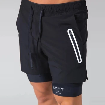 Nye Sommer 2021 kører shorts 2 i 1 Mænds sport jogging, fitness shorts Gym uddannelse Quick-tørring sport shorts mandlige shorts