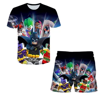 Nye Sommer 2021 Trykt Kid Legoes Ninja T-Shirt, shorts To delt sæt Animationsfilm Mode Drenge Piger-T-Shirt Tøj For 4-14 År