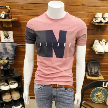 Nye Sommer Mænds kortærmet koreanske Version af Den Tendens til Selv-dyrkning Print T-shirt Mode Halv-ærmet T-shirt
