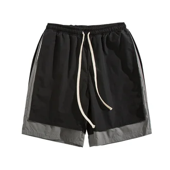 Nye Sommer Streetwear Bukser Patchwork Farve Løs Falsk Dobbelt Casual Sports Japansk Shorts Top Herre Tøj Sweat Shorts