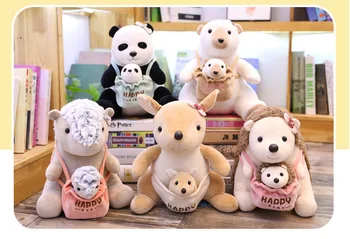 Nye søde Kreative dyr legetøj Mor og barn panda isbjørn plys legetøj puslespil rag doll Family pude Pude christmase gave