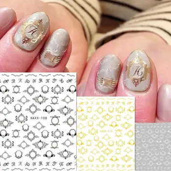 Nyeste HAXX 1080109 3D design nail art mærkat mærkat stempling tilbage gule DIY negle dekoration værktøjer
