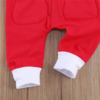 Nyfødte Baby Jul Sparkedragt Sæt, Falske Krave Lange Ærmer Button-up Jumpsuit Med 2 Lommer + Hue Til Vinter, Efterår