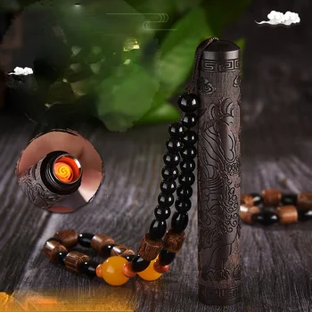 Nyhed Kreative Retro Black Sandeltræ Blæser En Brand Cascade Personlighed Træ Udskærings USB-Opladning, Cigarettænder Mænd Gave