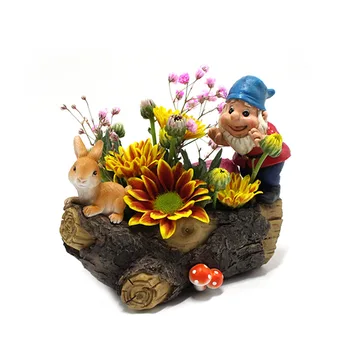 Nyligt Søde Gnome Harpiks Flower Pot Figur Garden Gnome Ornamenter Værftet Balkon Vaser Til hjemmekontoret HG996