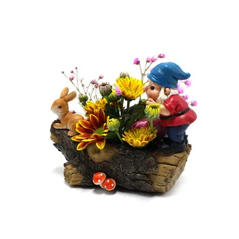 Nyligt Søde Gnome Harpiks Flower Pot Figur Garden Gnome Ornamenter Værftet Balkon Vaser Til hjemmekontoret HG996
