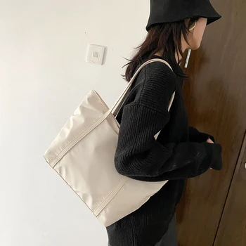 Nylon Skuldertaske Med Stor Kapacitet Koreansk Mode Tote Taske Damer Afslappet Håndtaske