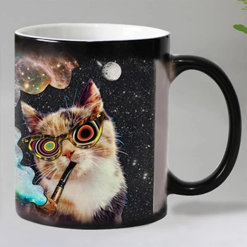 Nyt design Ryger katte farveskiftende krus Magic varmefølsomme Og Krus, kopper keramiske kop te supprised gave