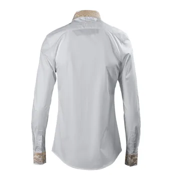 Nyt design til foråret langærmet shirt til mænd brand bomuld broderi shirt herre kvalitet hvide skjorter overdele chemise overhemd