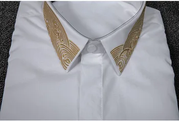 Nyt design til foråret langærmet shirt til mænd brand bomuld broderi shirt herre kvalitet hvide skjorter overdele chemise overhemd