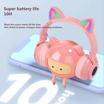 Nyt Produkt 5.0 Trådløs Bluetooth-Hovedtelefon Kat Øre RGB Gaming Headset Med Mic 3,5 mm støjreduktion TF Kort Kanal