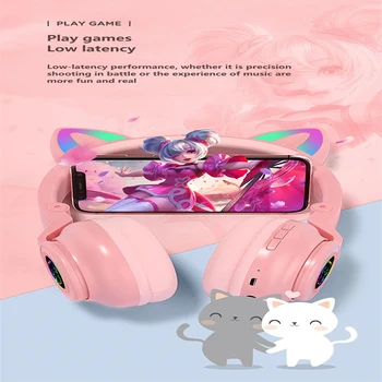 Nyt Produkt 5.0 Trådløs Bluetooth-Hovedtelefon Kat Øre RGB Gaming Headset Med Mic 3,5 mm støjreduktion TF Kort Kanal