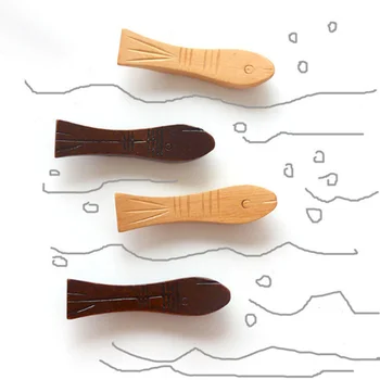 Nyttige Træ-Fisk Form Spisepind Stå Rack Stand Holder Ske, Gaffel Traditionelle Uregelmæssige Spisepinde Indehaveren Rack Køkken Værktøjer