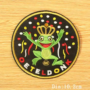 Oeteldonk Emblem Fuld Broderet Frog Karneval for Netherland Jern på Patches til Tøj Broderet Programrettelser til DIY Kjole